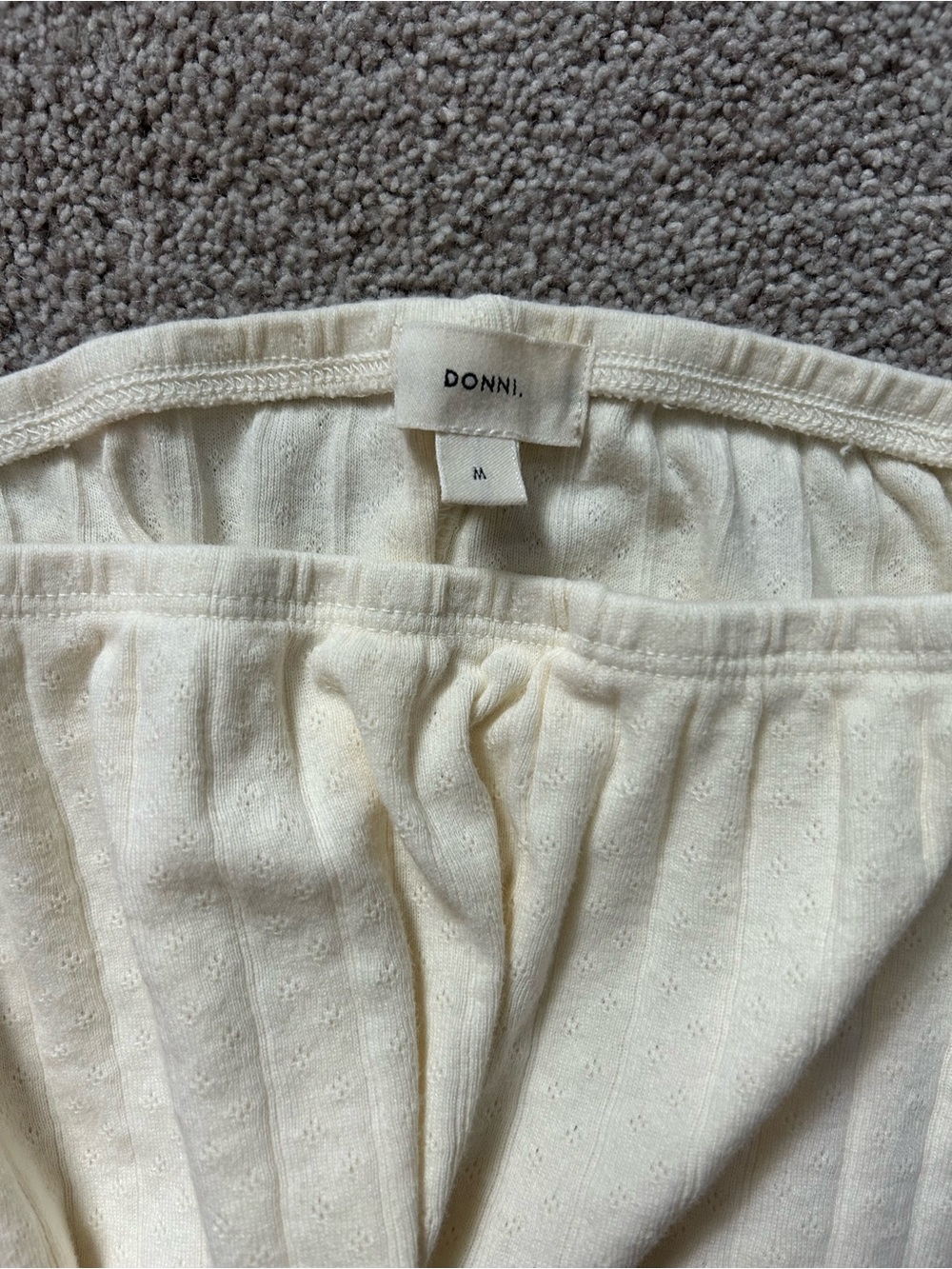 Donni NWOT Cream Pointelle Simple Crop Pant - Picture 3 of 4